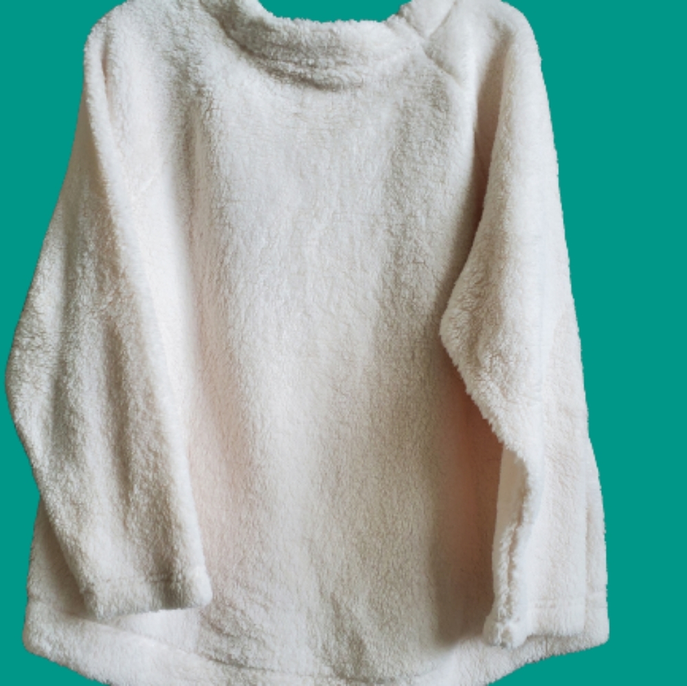 LOFT plus sherpa fleece pullover round neck sweatshirt, 16/18, white - Picture 6 of 11
